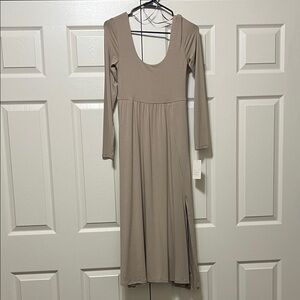 Elegant Long Sleeve Dress in Taupe